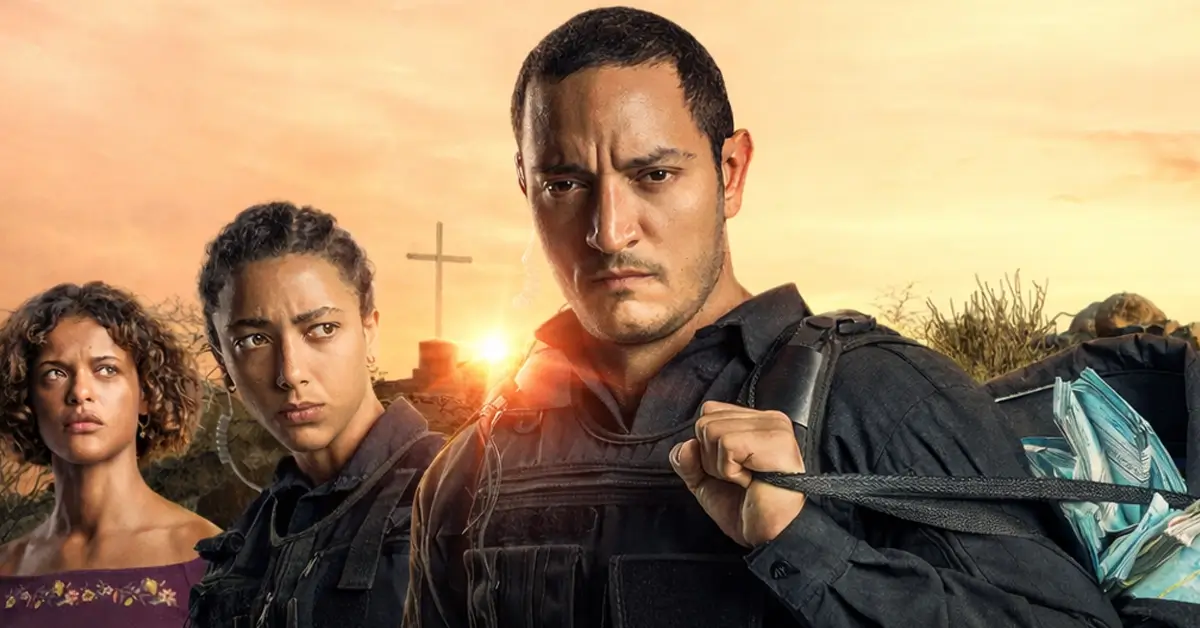 Thainá Duarte, Alice Carvalho e Allan Souza Lima em cena da 2ª temporada de Cangaço Novo no Prime Video