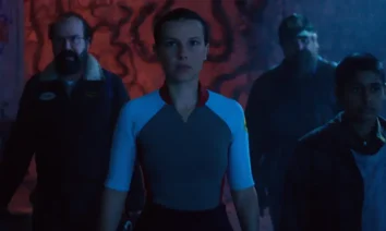 Cena do trailer do episódio final de Stranger Things 5, com Eleven e o grupo enfrentando o confronto decisivo na temporada final da série da Netflix.