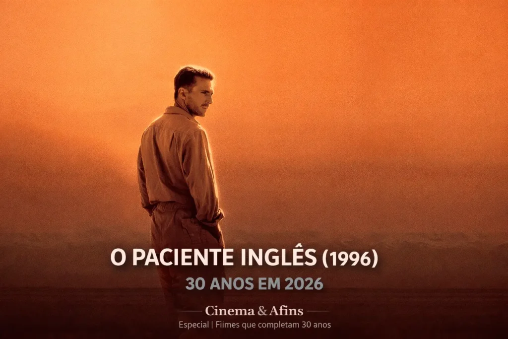 Ralph Fiennes em O Paciente Inglês 1996, romance épico de Anthony Minghella que ganhou 9 Oscars e completa 30 anos em 2026
