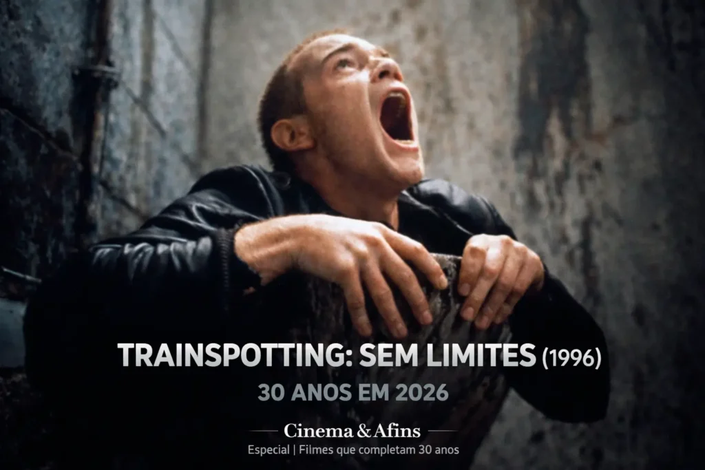 Ewan McGregor em cena de Trainspotting 1996, filme de Danny Boyle sobre dependência química que completa 30 anos em 2026