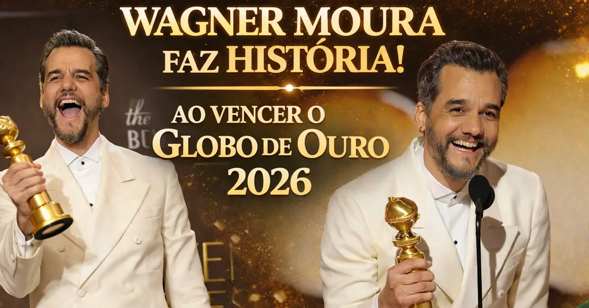 Wagner Moura celebra vitória histórica no Globo de Ouro 2026 com o prêmio de Melhor Ator em Filme de Drama por O Agente Secreto