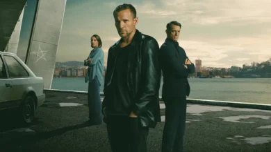 Joel Kinnaman, Tobias Santelmann e Pia Tjelta em cena da série Os Casos de Harry Hole (2026), da Netflix.