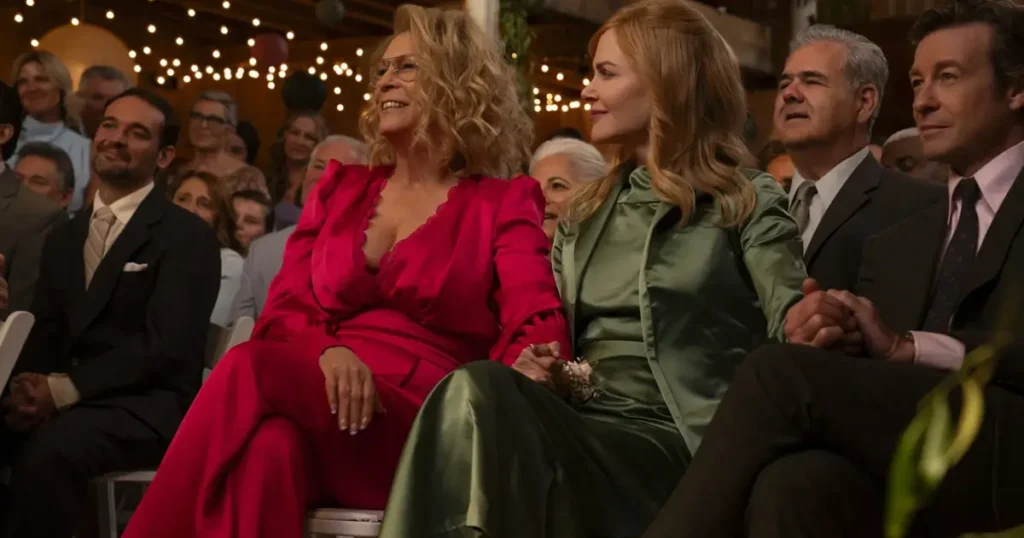 Jamie Lee Curtis, Nicole Kidman e Simon Baker em cena da série Scarpetta (2026).