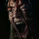 Anya Taylor-Joy em Duna Parte 3 com sangue no rosto e olhos azuis pôster oficial