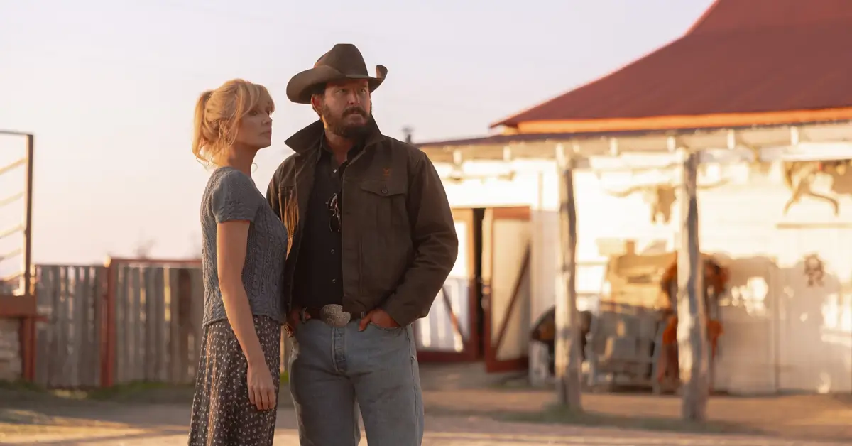 Cole Hauser e Kelly Reilly em cena da série Dutton Ranch (2026), derivada de Yellowstone