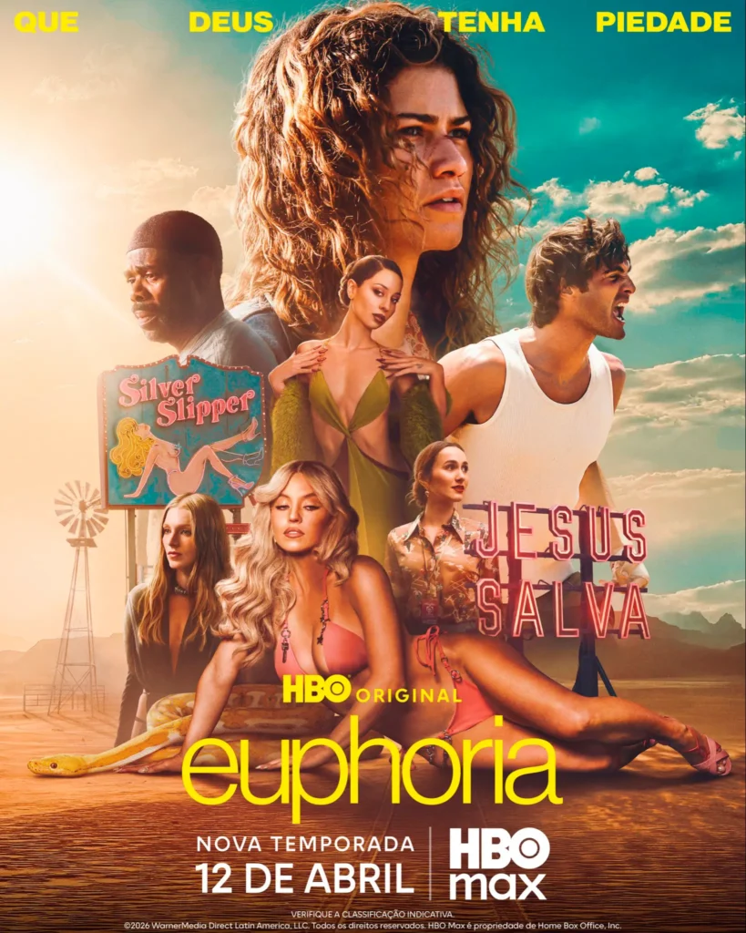 Pôster oficial da terceira temporada de Euphoria com Zendaya e elenco principal e data de estreia na HBO Max