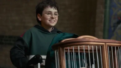 Dominic McLaughlin como Harry Potter na série Harry Potter e a Pedra Filosofal (2026) em cena dentro de Hogwarts