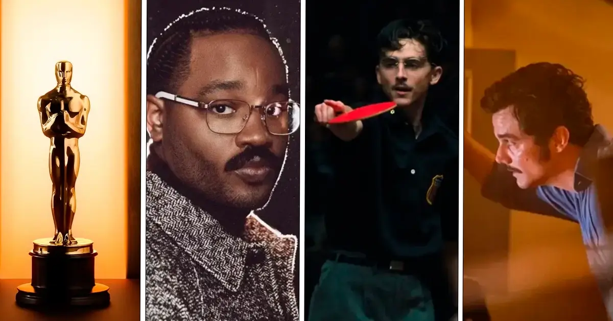 Arte com estatueta do Oscar ao lado de Ryan Coogler, Timothée Chalamet e Wagner Moura representando possíveis recordes do Oscar 2026
