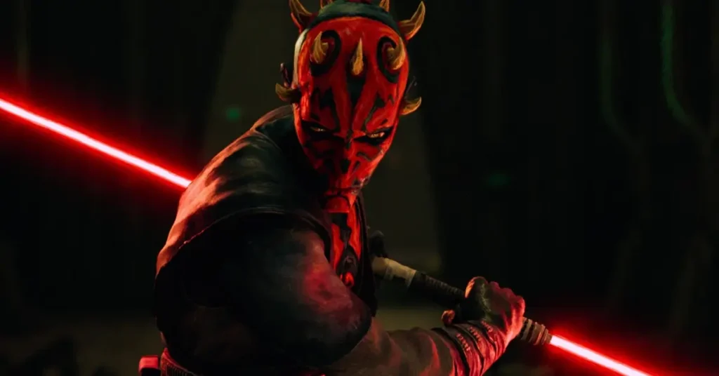 Darth Maul empunhando sabre de luz vermelho em cena da série Star Wars: Maul – Lorde das Sombras, que estreia em 6 de abril de 2026
