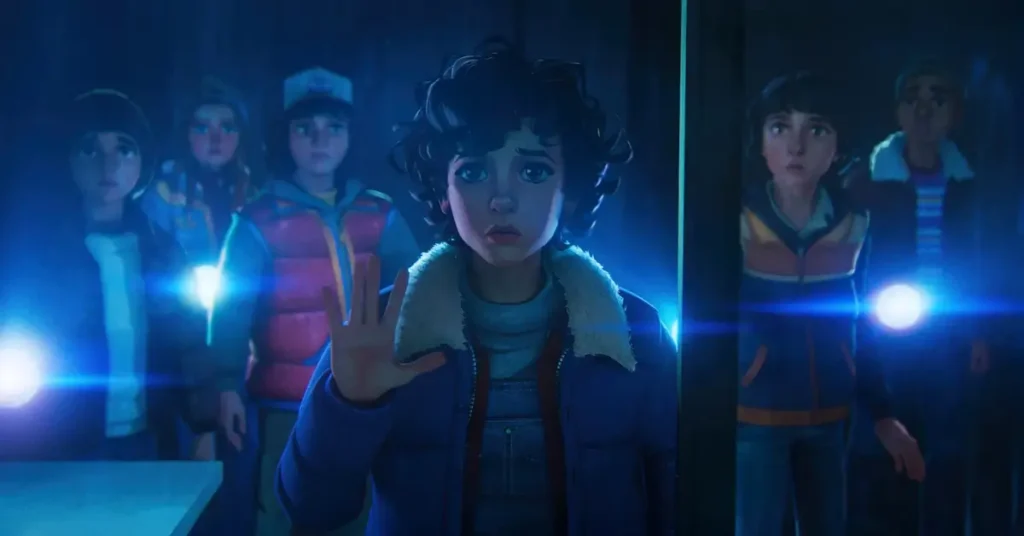 Stranger Things Histórias de 85 elenco principal reunido Elenco principal de Stranger Things Histórias de 85 com Eleven, Mike Wheeler, Dustin Henderson, Lucas Sinclair e Will Byers em cena