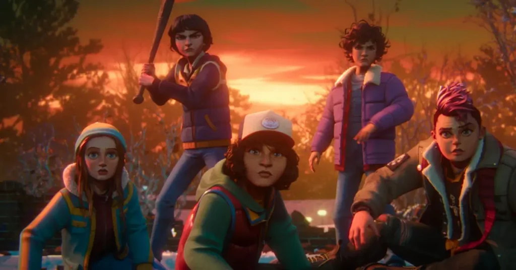Elenco de Stranger Things Histórias de 85 preparado para enfrentar ameaça no Mundo Invertido em cena da série animada