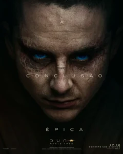 Timothée Chalamet como Paul Atreides em Duna Parte 3 com olhos azuis em pôster oficial