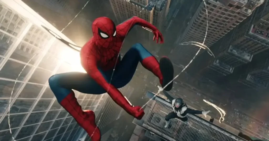Trailer de Homem-Aranha: Um Novo Dia mostra o herói balançando entre prédios enquanto enfrenta inimigo em cena de ação