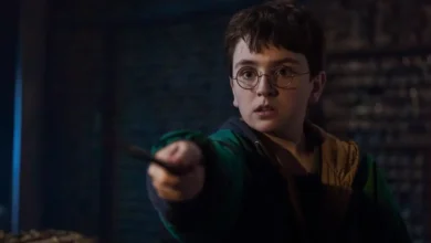 Dominic McLaughlin como Harry Potter em cena de Harry Potter e a Pedra Filosofal