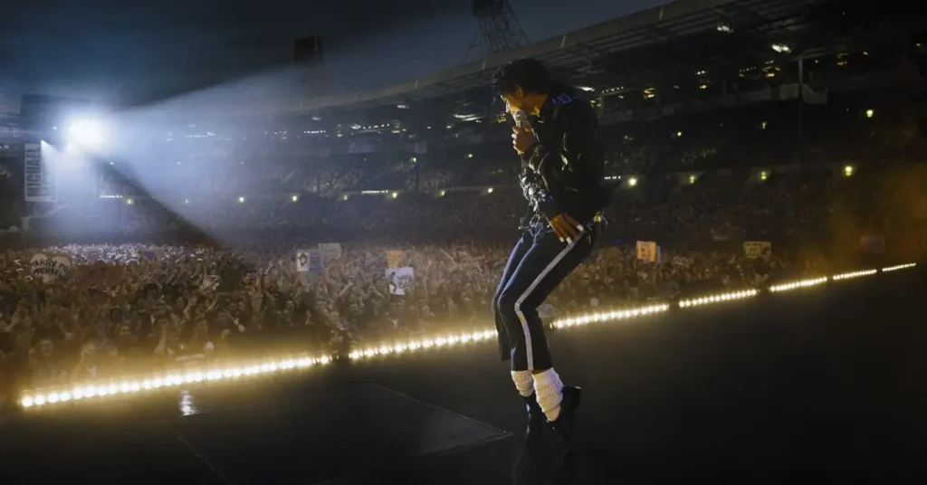 michael 2026 orcamento Cena de show em Michael 2026 destaca produção grandiosa e alto orçamento do filme