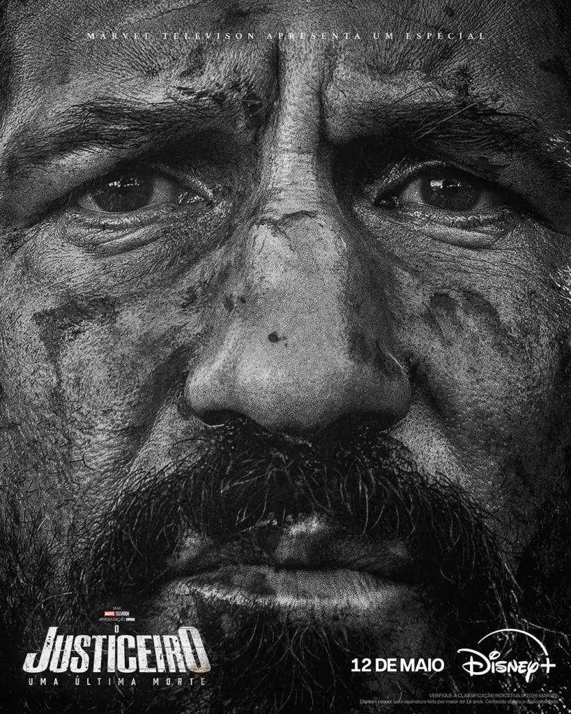Jon Bernthal como O Justiceiro em close no pôster oficial de O Justiceiro: Uma Última Morte (2026)