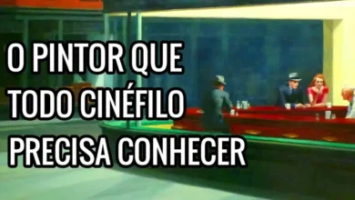 Thumbnail com pintura Nighthawks de Edward Hopper e texto “o pintor que todo cinéfilo precisa conhecer” sobre influência no cinema