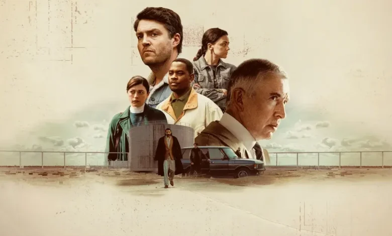 Elenco da série Personas (Legends) da Netflix com Tom Burke, Steve Coogan e Tom Hughes em arte promocional ambientada em cenário desértico