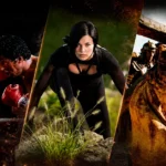 Montagem com cenas de Rocky IV, Aeon Flux e A Paixão de Cristo ilustrando atores que quase morreram na gravação de filmes