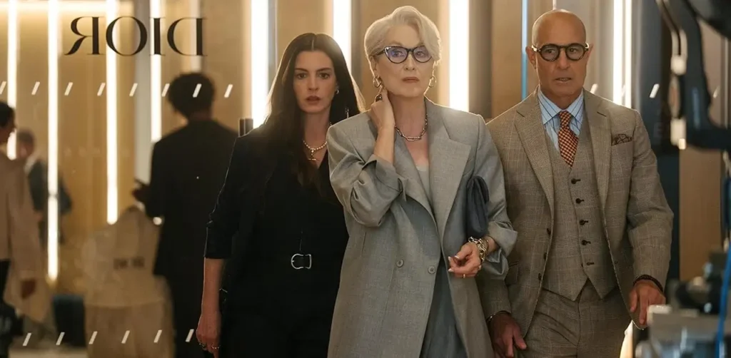 Meryl Streep, Anne Hathaway e Stanley Tucci em O Diabo Veste Prada 2 (2026), filme que lidera a bilheteria de O Diabo Veste Prada 2 com estreia global de US$ 233,6 milhões