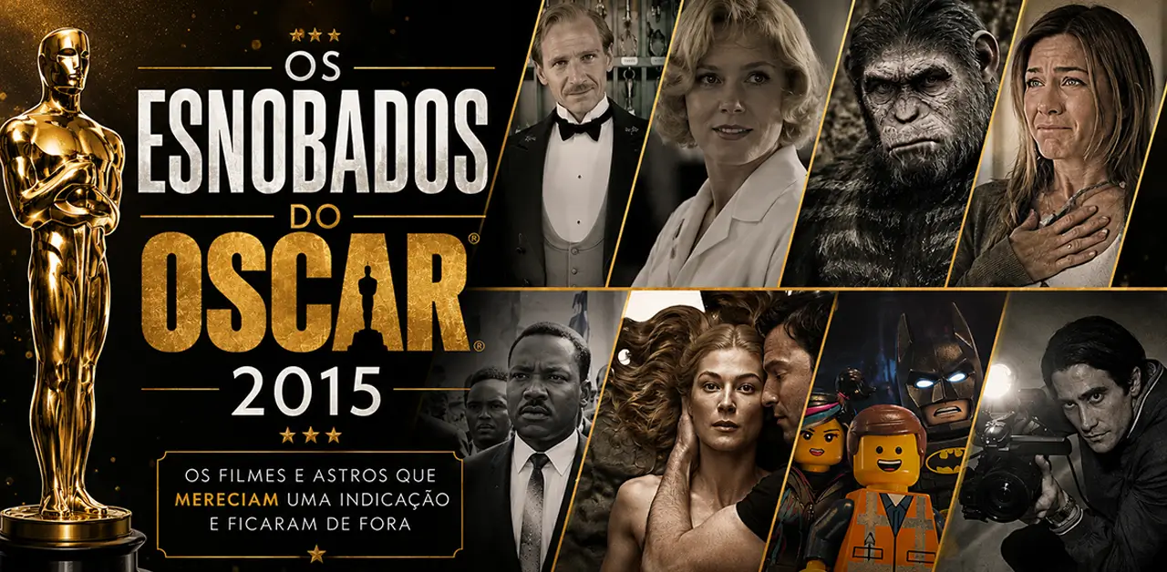Arte especial dos esnobados do Oscar 2015 com filmes como Garota Exemplar, Selma, O Abutre e Uma Aventura LEGO