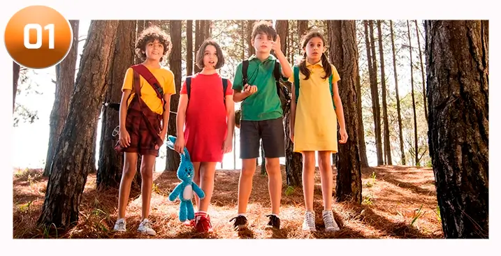 Mônica, Cebolinha, Magali e Cascão em cena do filme Turma da Mônica: Laços (2019), dirigido por Daniel Rezende.
