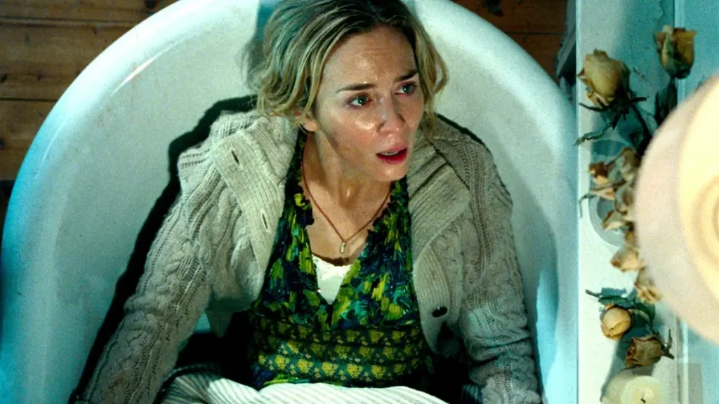Emily Blunt como Evelyn Abbott em cena de suspense do filme Um Lugar Silencioso