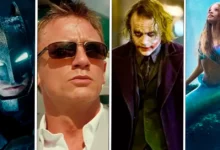escolhas de elenco para filmes Montagem com Batman, James Bond, Coringa e Ariel representando escolhas de elenco para filmes que os fãs odiaram antes do lançamento.
