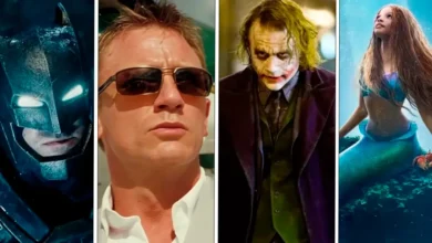 Montagem com Batman, James Bond, Coringa e Ariel representando escolhas de elenco para filmes que os fãs odiaram antes do lançamento.