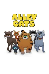 Pôster oficial de Gatos de Rua (Alley Cats Pôster oficial de Gatos de Rua (Alley Cats) mostra os principais gatos protagonistas da série animada adulta criada por Ricky Gervais para a Netflix. Os personagens aparecem alinhados sob o logotipo da produção em um fundo claro.
