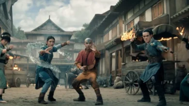 Cena da segunda temporada de Avatar: O Último Mestre do Ar com Aang, Katara, Sokka e aliados em ação, uma das principais estreias da Netflix em junho de 2026.