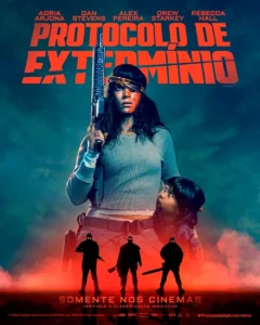 Pôster de Protocolo de Extermínio (2026), filme de ação e terror com Adria Arjona, Dan Stevens e Alex Pereira