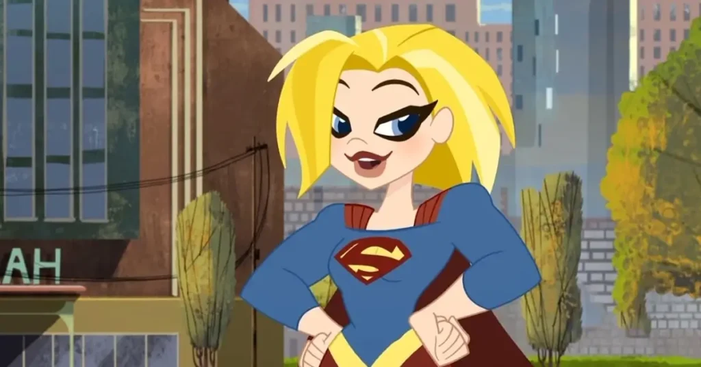 Supergirl em Super Best Friends Forever, animação da DC dublada por Nicole Sullivan, conhecida pelo visual estilizado e personalidade irreverente.