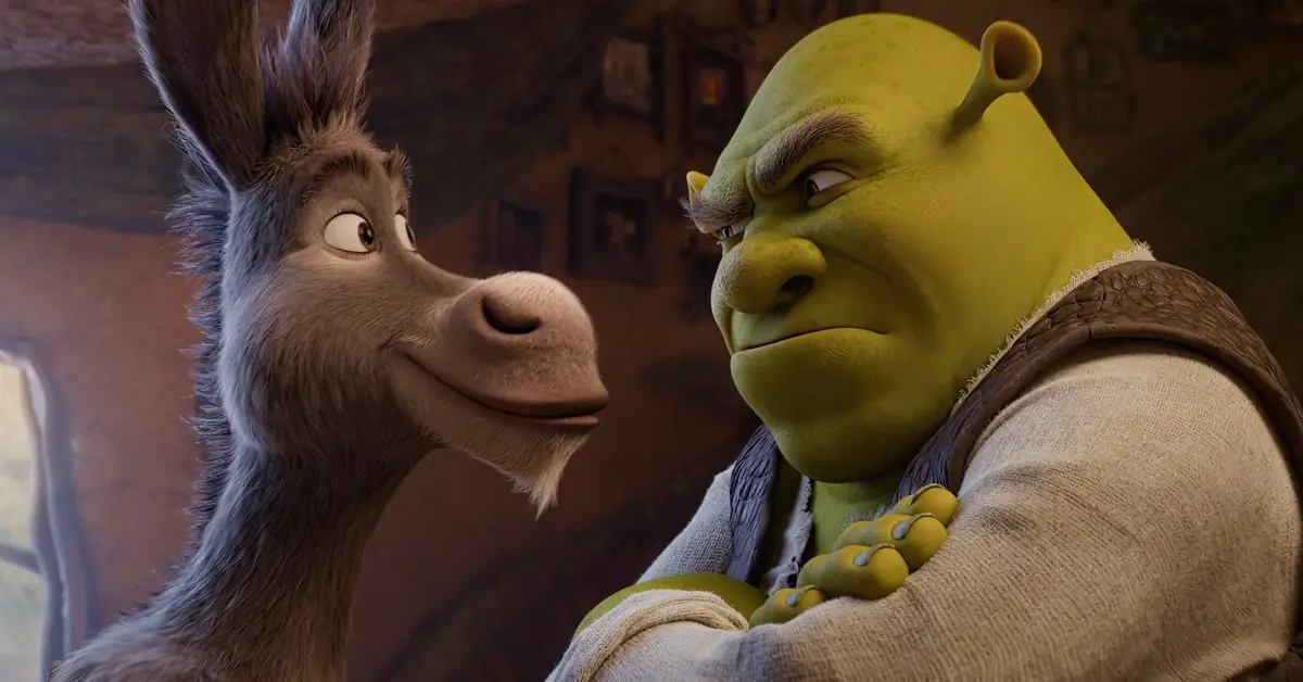 Burro e Shrek aparecem frente a frente em cena divulgada no teaser de Shrek 5, novo filme da DreamWorks Animation previsto para estrear nos cinemas em 2027.