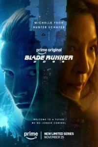 Pôster oficial de Blade Runner 2099 (2026), série do Prime Video estrelada por Michelle Yeoh e Hunter Schafer.