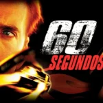 Os carros mais icônicos de 60 Segundos: Eleanor em destaque ao lado do logotipo oficial do filme, Nicolas Cage e Angelina Jolie.