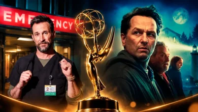 Emmy 2026 com Noah Wyle e Matthew Rhys e troféu central da premiação