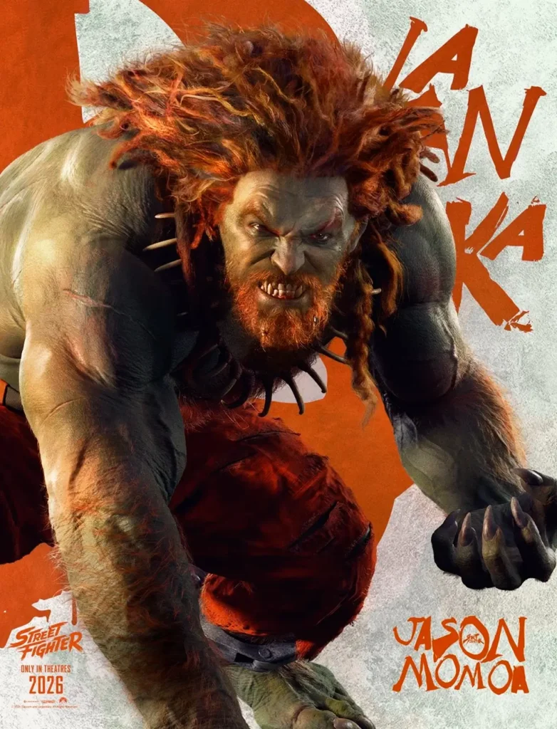 Jason Momoa como Blanka em Street Fighter (2026), personagem inspirado nos jogos da Capcom.