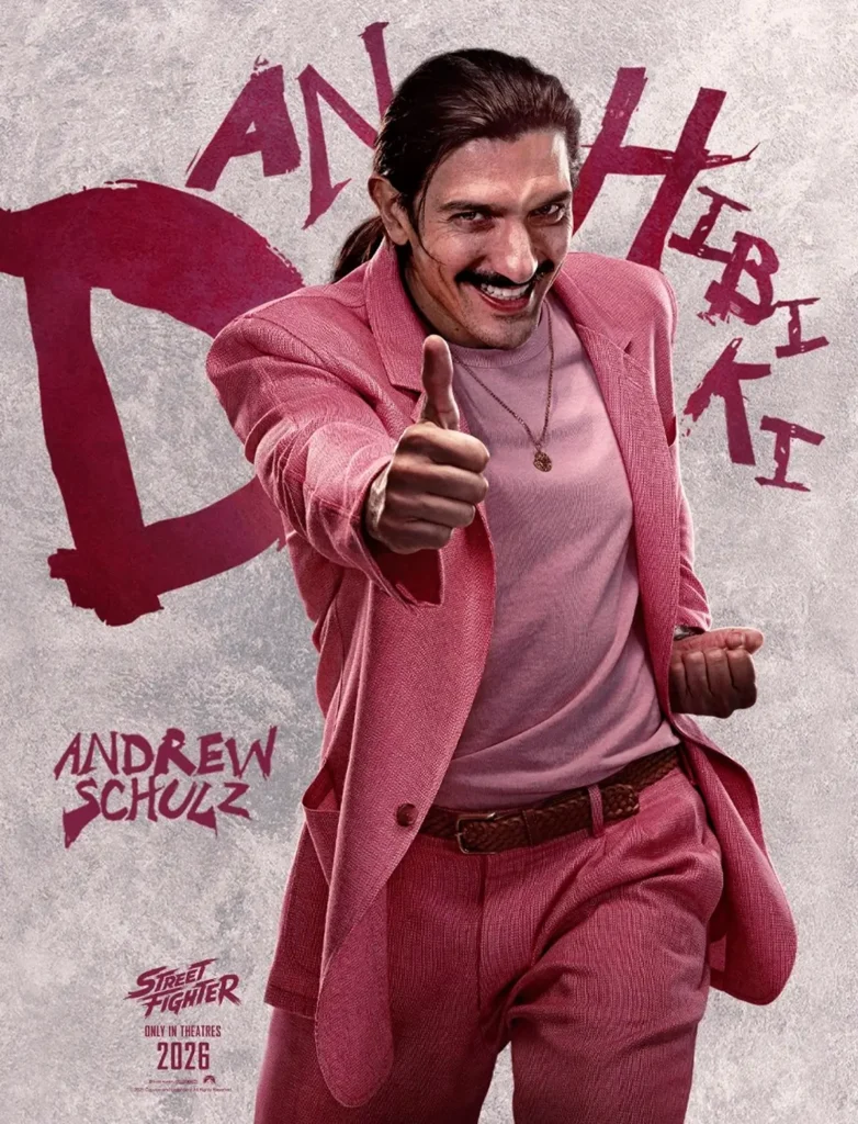 Andrew Schulz como Dan Hibiki em Street Fighter (2026).