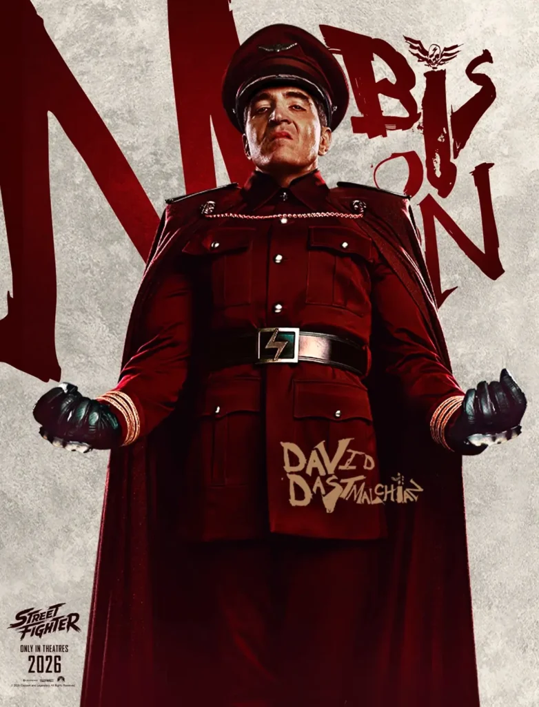 David Dastmalchian como M. Bison em Street Fighter (2026), principal vilão da franquia.