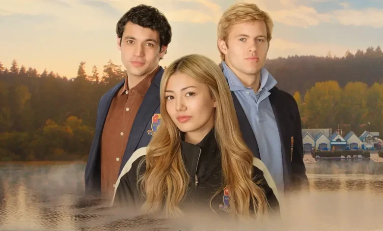 A Garota do Remo: Teagan Tao entre Josh Regis e outro colega da equipe de remo