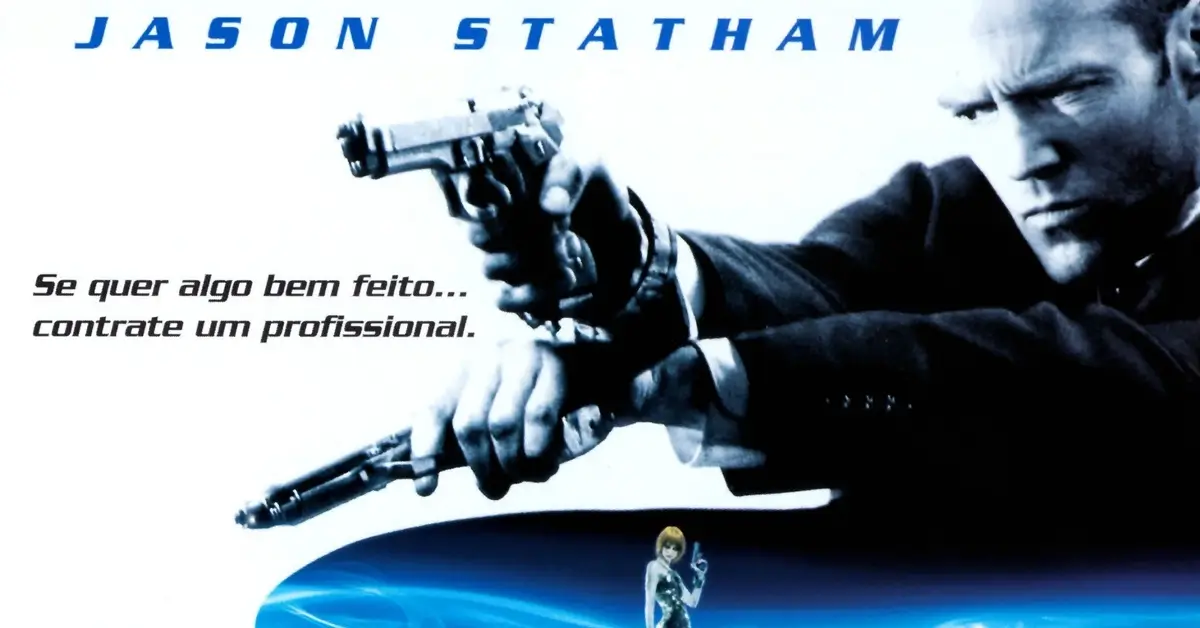 Recorte do pôster de Carga Explosiva 3 com Jason Statham armado