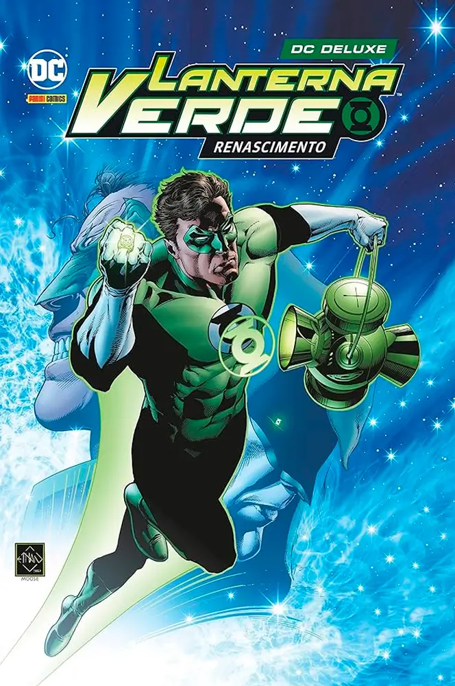Capa da HQ Lanterna Verde: Renascimento com Hal Jordan em ação usando o anel de poder e o uniforme verde do herói.