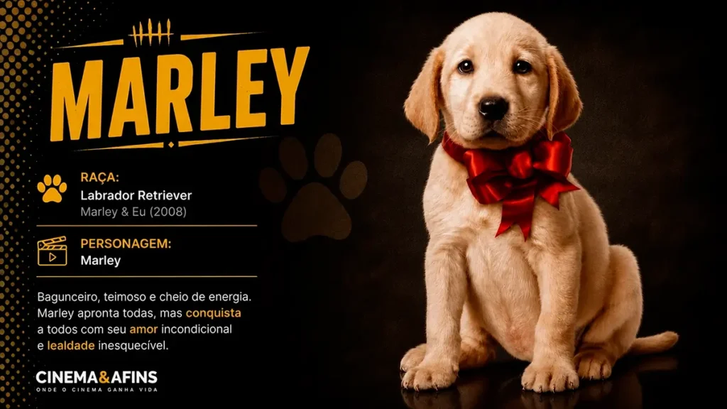 Marley, o Labrador Retriever de Marley & Eu (2008), em arte gráfica cinematográfica