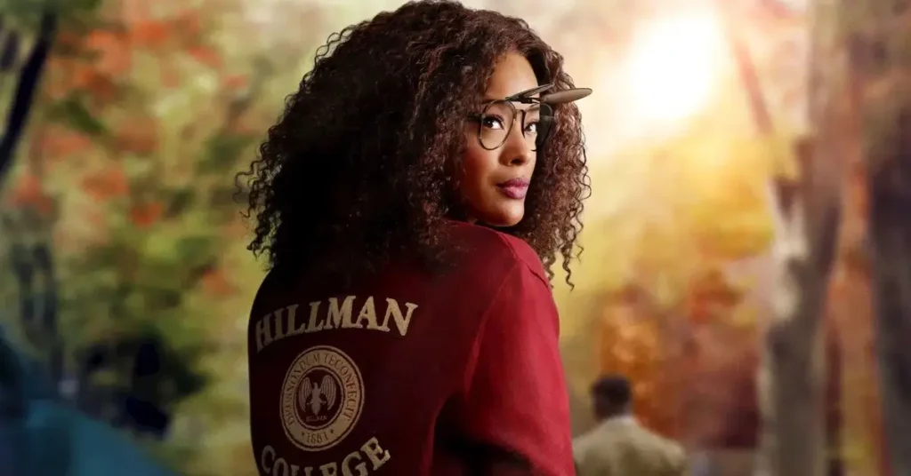 Personagem de Um Mundo Diferente usando uniforme universitário em cena da série