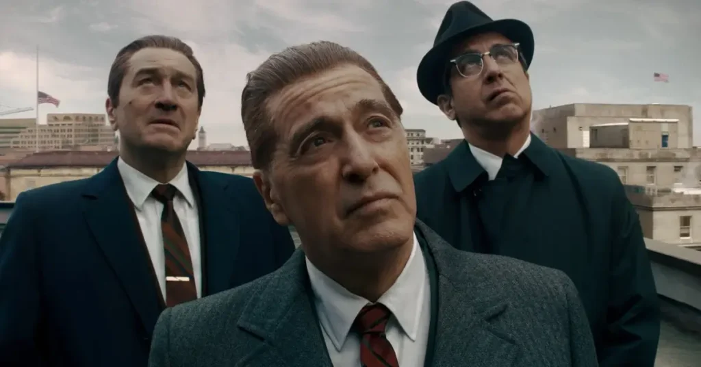 Robert De Niro, Al Pacino e Joe Pesci em O Irlandês, filme que utilizou aprendizado de máquina para rejuvenescimento digital.