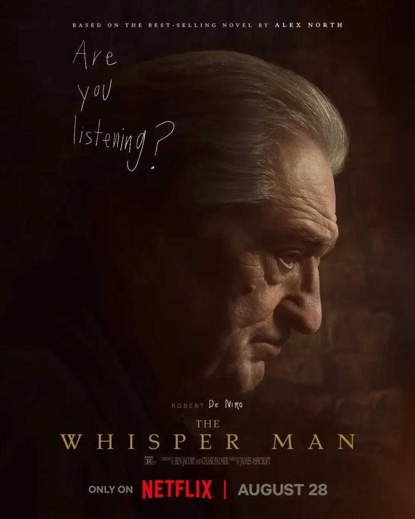 Robert De Niro em cartaz de O Homem que Sussurra como personagem envolvido no suspense da Netflix