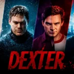 Dexter em montagem cinematográfica que reúne diferentes fases do personagem ao longo da franquia, com Michael C. Hall em quatro versões e referências visuais às séries Dexter, Dexter: New Blood, Dexter: Pecado Original e Dexter: Ressurreição.