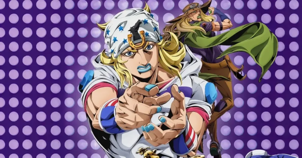 Personagens de STEEL BALL RUN JoJo’s Bizarre Adventure em imagem promocional da segunda temporada