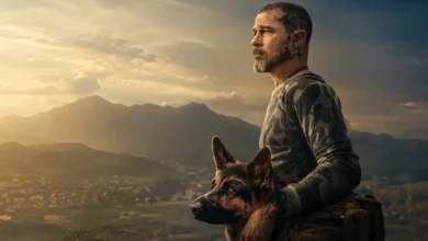 Coração Selvagem: Brad Pitt e cão de guerra em cenário montanhoso